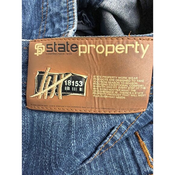 State Property Men Baggy Wide Leg Streetwear Blue Jeans Size 38 - Picture 7 of 11
